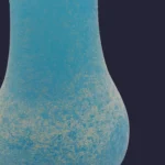 Vase étroit "Antique" en verre de Murano couleur bleu azur