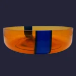 Vase bas "Zenith" en verre de Murano couleur ambre et bleu - V. Nason & C.