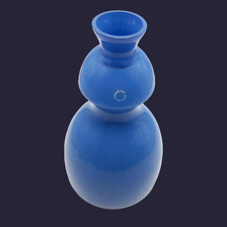 Vase haut Sinuosa bleu en verre de Murano - V. Nason & C.