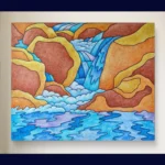 La petite cascade - Peinture de Muriel Besnard - VetrinArte